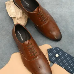 San Frissco Men's Brown Oxford Shoes image 1