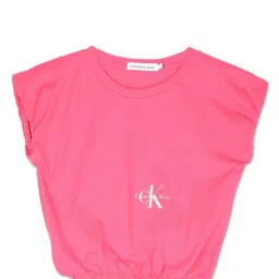 Calvin Klein Jeans Kids Pink Cotton Regular Fit T-Shirt image 1
