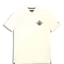 Tommy Hilfiger Kids Ancient White Cotton Regular Fit Polo T-Shirt image 1