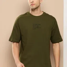 Difference Of Opinion Green Loose Fit Printed T-Shirt-image-89