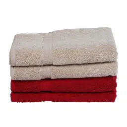 Bianca Paradiso Beige & Red 100% Cotton 500 GSM Bath Towels - Set of 4 image 2