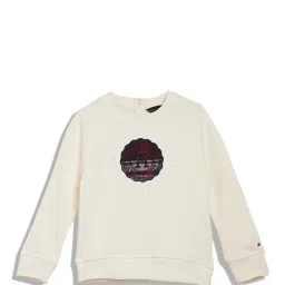 Tommy Hilfiger Kids Beige Cotton Logo Full Sleeves Sweatshirt image 1