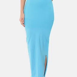 GOLDSTROMS Women Turquoise Blue Solid Saree Shapewear SSWR-TURQ-image-91