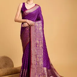 MARUTI ART Ethnic Motifs Zari Banarasi Saree image 3