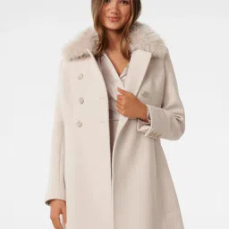 Forever New Cream Regular Fit Coat image 1