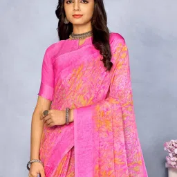 Saree Mall Pink Printed Saree With Unstitched Blouse image 2