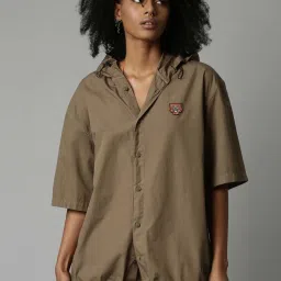Breakbounce Olive Oversized Hooded Shirt image 1