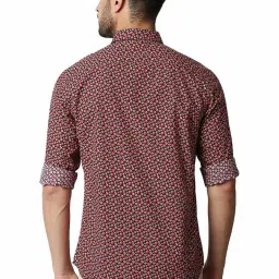 Basics Mars Red Cotton Slim Fit Printed Shirt image 2