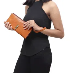 Hidesign Maasai Tan Textured Zip Around Wallet for Women image 1