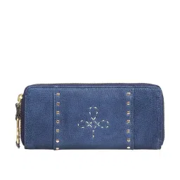 Hidesign Wild Blue Textured Zip Around Wallet for Women image 1