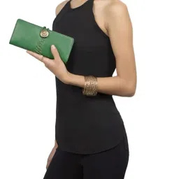 Hidesign Flower Child Green Textured Bi-Fold Wallet for Women image 1