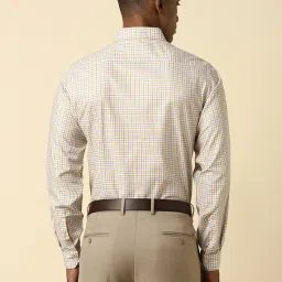 Allen Solly Beige Cotton Slim Fit Checks Shirt image 2