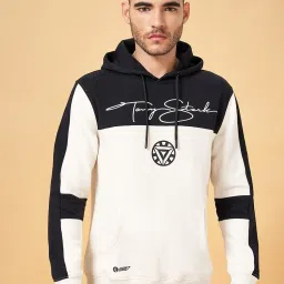 Urban Ranger by Pantaloons Off White Regular Fit Colour Block Hooded Sweatshirt image 1