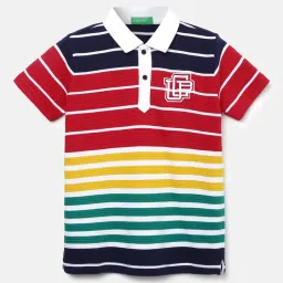 United Colors of Benetton Boys Multicolor Striped Polo T-Shirt image 1