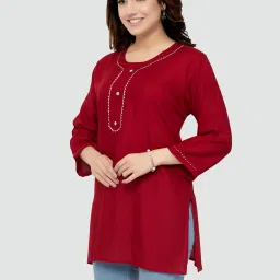 Saree Swarg Red Regular Fit Straight Kurti image 3