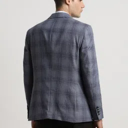 Peter England Grey Slim Fit Checks Blazer image 2