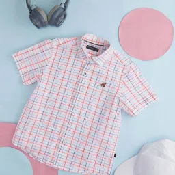 Pantaloons Junior White Cotton Chequered Shirt image 1