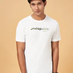 Ajile by Pantaloons White Slim Fit Printed T-Shirt image 1
