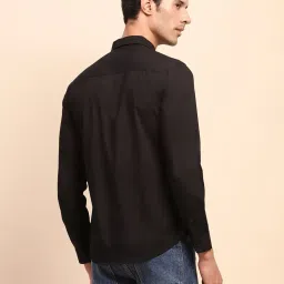 Camla Black Cotton Regular Fit Colorblock Shirt image 2