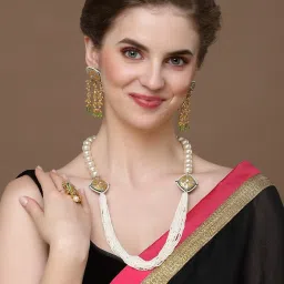 Dugran By Dugristyle Kundan & Pearls Grey & White Necklace for Women image 1