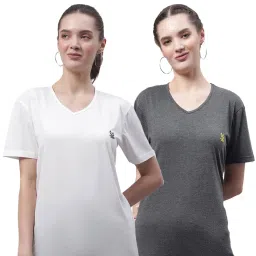 Vimal Jonney White & Grey Cotton Logo T-Shirt - Pack Of 2 image 1