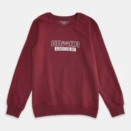 Pantaloons Junior Maroon Printed Full Sleeves Sweatshirt image 1