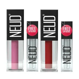 Neud Matte Liquid Lipstick Combo Supple Candy & Perfect Pout with Two Lip Gloss Free image 1