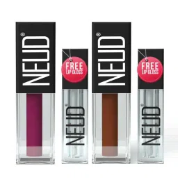 Neud Matte Liquid Lipstick Combo Oh My Coco & Mauve-a-Licious with Two Lip Gloss Free image 1