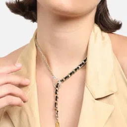 SOHI Black Designer Stone Necklace image 3