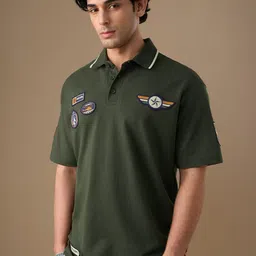 The Souled Store Men Graphic Printed Polo Collar Cotton Oversized T-shirt-picture-38