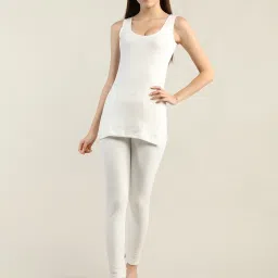 Neva White Striped Thermal Top & Bottom Set image 1