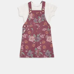 Pantaloons Junior Dusty Pink Cotton Floral Print Dress Set image 1