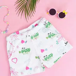 Pantaloons Junior White Cotton Printed Shorts image 1
