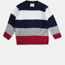 Pantaloons Baby Multicolor Cotton Striped Full Sleeves Sweater image 1