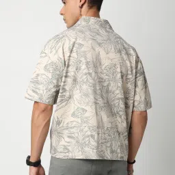 Vastrado Beige Cotton Relaxed Fit Printed Shirt image 2