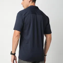 Vastrado Navy Relaxed Fit Texture Shirt image 2
