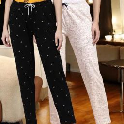 Kryptic White & Charcoal Cotton Relaxed Fit Printed Lounge Pant - Pack of 2-picture-42