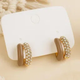 Karatcart Gold-Tone Plated Brown Earrings for Women-image-3