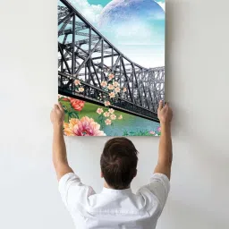 Art Street Multicolor Engineered Wood Stretched Painting Ancient Building Art - Set of 3 image 2