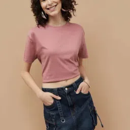 Fame Forever by Lifestyle Pink Cotton Plain Tops-image-68