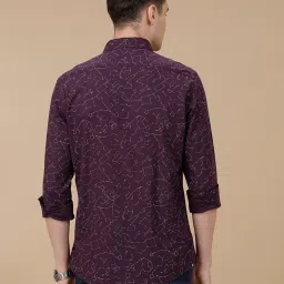 CAVALLO by Linen Club Purple Linen Blend Slim fit Print casual shirts image 2