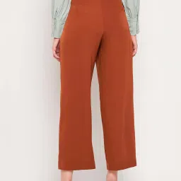 MADAME Rust Mid Rise Flared Pants image 2