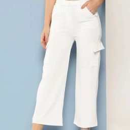 Aarika White Nylon Solid Pants-image-55
