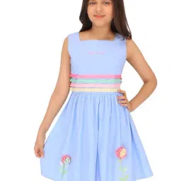 Cutecumber Kids Blue Solid Dress with Hair Band-picture-11