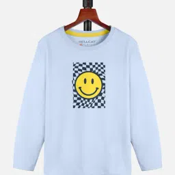 HELLCAT Girls Light Blue Printed Full Sleeves T-Shirt-image-5