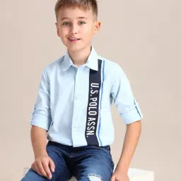 U.S. Polo Assn. Boys Blue Cotton Printed Shirt-picture-38