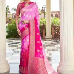 Vardha Pink Woven Saree With Unstitched Blouse-picture-34