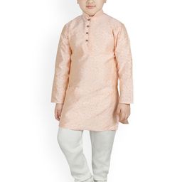 SG YUVRAJ Boys Pink & White Printed Kurta with Churidar-picture-5