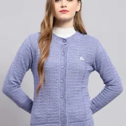 Monte Carlo Purple Regular Fit Self Pattern Cardigan-picture-11