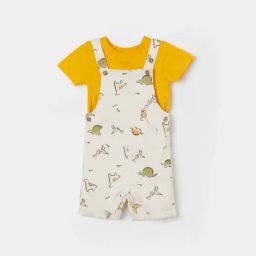 Juniors by Lifestyle White & Yellow Printed Dungaree Set-picture-49